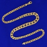 16 Inch Graduated Designer Curb Link Chain Necklace In 14k Yellow Gold