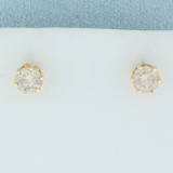 1cttw Champagne Diamond Stud Earrings In 14k Yellow Gold