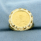 5 Yuan Panda Coin Ring In 14k Yellow Gold