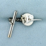 1/5ct Diamond Tie Pin In 14k White Gold