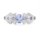 Tanzanite & Diamond Ring In Sterling Silver