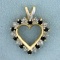1/3ct Tw Sapphire And Diamond Heart Pendant In 10k Yellow And White Gold