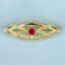 Vintage Synthetic Ruby Pin In 10k Yellow Gold