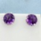 Over 8ct Tw Amethyst And Diamond Halo Earrings In Sterling Silver