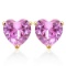 6mm Lab Pink Sapphire Heart Stud Earrings In 10k Yellow Gold