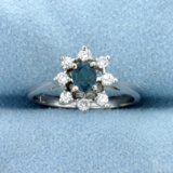 Rare Vanadium Chrysoberyl And Diamond Ring In 14k White Gold