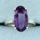3.5ct Solitaire Amethyst Ring In Sterling Silver