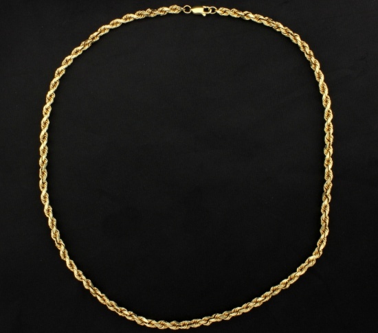 18 Inch Rope Chain Necklace In 14k Yellow Gold