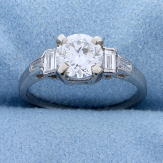 Vintage 1.4ct Tw Diamond Engagement Ring In Platinum