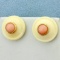 Pink And White Coral Earrings In 14k Yellow Gold