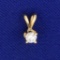 1/8ct Diamond Solitaire Pendant In 14k Yellow Gold