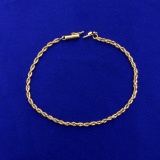 7 3/4 Inch Rope Style Bracelet In 14k Yellow Gold