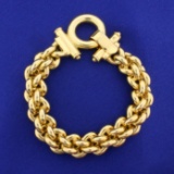 Italian Made 8 Inch Designer Link Bracelet In 14k Yellow Gold