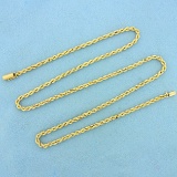 23 1/2 Inch Rope Style Chain Necklace In 14k Yellow