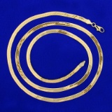 Italian Made 24 Inch Herringbone Chain Necklace In 14k Yellow Gold