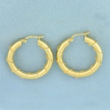 Twisting Rope Design Hoop Earrings In 14k Yellow Gold