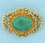 Antique Jade Pendant Or Pin In 14k Yellow Gold
