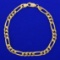 Men's 9 Inch Heavy Italian Figaro Link Bracelet In 14k Yellow Gold