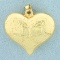 Flower Engraved Heart Pendant In 14k Yellow Gold
