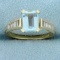 1.75ct Tw Aquamarine And Diamond Ring In 14k Yellow Gold