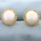 15mm Mabe Pearl And Diamond Earrings In 14k Yellow Gold