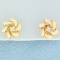 Diamond Flower Design Earrings In 14k Yellow Gold