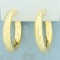 Diamond Cut Geometric Design Hoop Earrings In 14k Yellow Gold