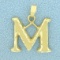 Diamond Cut Initial M Pendant Or Charm In 14k Yellow Gold