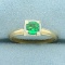 Vintage 1/2ct Chrome Tourmaline Solitaire Ring In 18k Yellow Gold With 18k White Gold Accents