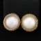 Large Mabe Pearl Earrings In 14k Yellow Gold