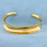 Heavy Wave Design Cuff Bangle Bracelet In 14k Yellow Gold