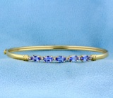 1.25ct Tanzanite And Diamond Bangle Bracelet In 14k Yellow Gold