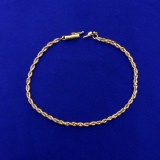 7 3/4 Inch Rope Style Bracelet In 14k Yellow Gold