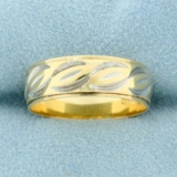 Leaf Design Band Ring In 14k Yellow And White Gold