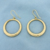 Diamond-cut Circle Dangle Earrings In 14k Yellow Gold