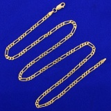 21 Inch Italian Made Figaro Chain Necklace In 14k Yellow Gold