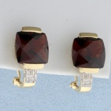10ct Tw Garnet And Diamond Earrings In 14k Yellow Gold