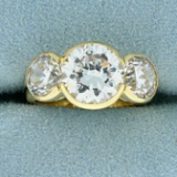 6ct Tw 3 Stone Cz Anniversary Ring In 14k Yellow Gold