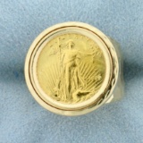 American Eagle $5 1/10oz Gold Coin Ring In 14k Yellow Gold