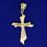 Diamond Cut Crucifix Pendant In 10k Yellow Gold