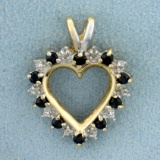 1/3ct Tw Sapphire And Diamond Heart Pendant In 10k Yellow And White Gold