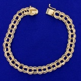 7 3/4 Inch Double Link Charm Bracelet In 14k Yellow Gold