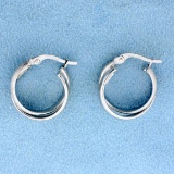 High Gloss And Matte Finish Double Hoop Earrings In 14k White Gold