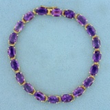 20ct Tw Amethyst Line Bracelet In 14k Yellow Gold