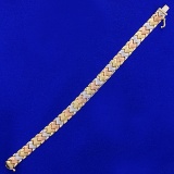 Turkish Made Tri-colored Link Bracelet In 10k Yellow, White, And Rose Gold