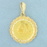 10 Yuan 1/10oz Chinese Gold Panda Coin Pendant In 14k Yellow Gold