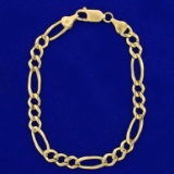 Men's Italian Made 8 1/2 Inch Figaro Chain Bracelet In 14k Yellow Gold