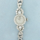 Ladies Vintage Diamond Girard Perregaux Windup Watch In 14k White Gold
