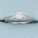 Vintage 1/4ct Diamond Solitaire Engagement Ring In 18k White Gold