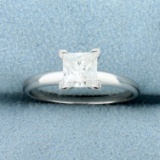 Solitaire .9ct Princess Diamond Engagement Ring In 14k White Gold